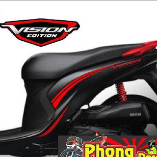Tem Rời Honda Vision Dán Xe Đen Nhám Chỉ Đỏ