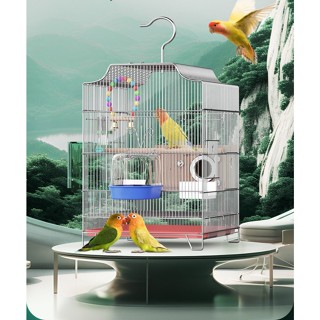  Lồng Chim Thép Không Gỉ 50cm – Chuồng Vuông Mái Vòm Full Phụ Kiện Cho Vẹt Yến Phụng Lovebird 