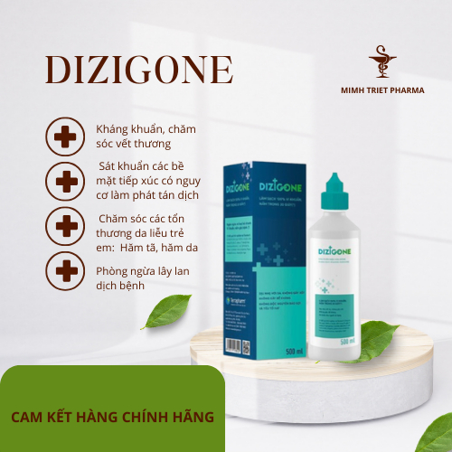 Dung dịch kháng khuẩn DIZIGONE -  Kháng khuẩn, kháng nấm trên da, vệ sinh khoang miệng.