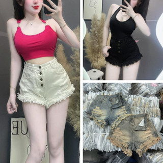 Quần đùi short jean nữ nhiều màu xinh form ôm cạp cao, thiết kế 4 cúc cực kỳ phong cách - Basic Clothing