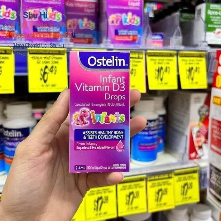 Vitamin d3 ostelin giọt 2,4ml 80 giọt 400iu cho bé từ sơ sinh đến 12 tuổi, ostelin infant vitamin d3