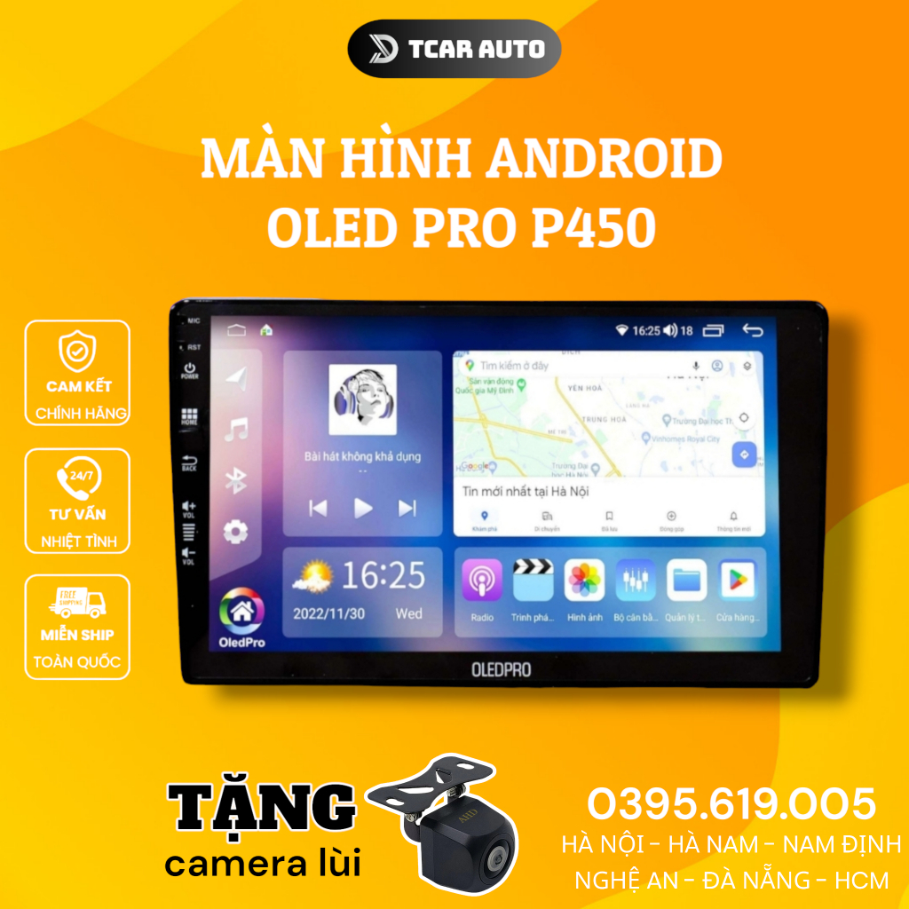 Màn hình android cho ô tô OLEDPRO A5 - P450 Ram 2G 32G 8 nhân tặng VIETMAP S2, có quạt tản nhiệt. 1 đổi 1 trong 1 năm