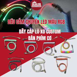 Dây cáp lò xo custom led bàn phím cơ usb - type C, đầu nối led rgb ,dây dù lò xo xoắn dây , trục nối kim loại chuẩn GX12