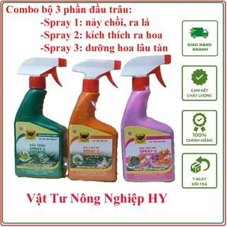 Bộ 3 sản phẩm phân bón cho Lan, hoa cảnh Đầu trâu Spray dạng xịt (500ml/chai)