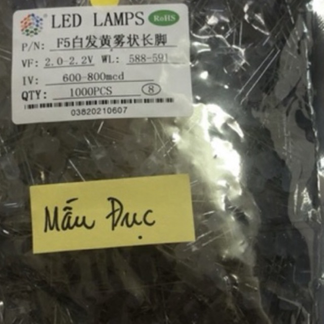 Led    vàng   phi   5    mầu    đục    Túi   1000