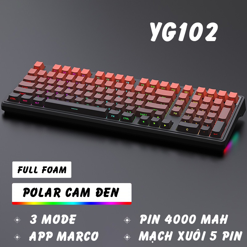 Bàn phím cơ không dây ATAS YG102 - 3 mode kết nối - LED RGB - Có App Marco - Mạch xuôi 5 Pin - Lube | BigBuy360 - bigbuy360.vn