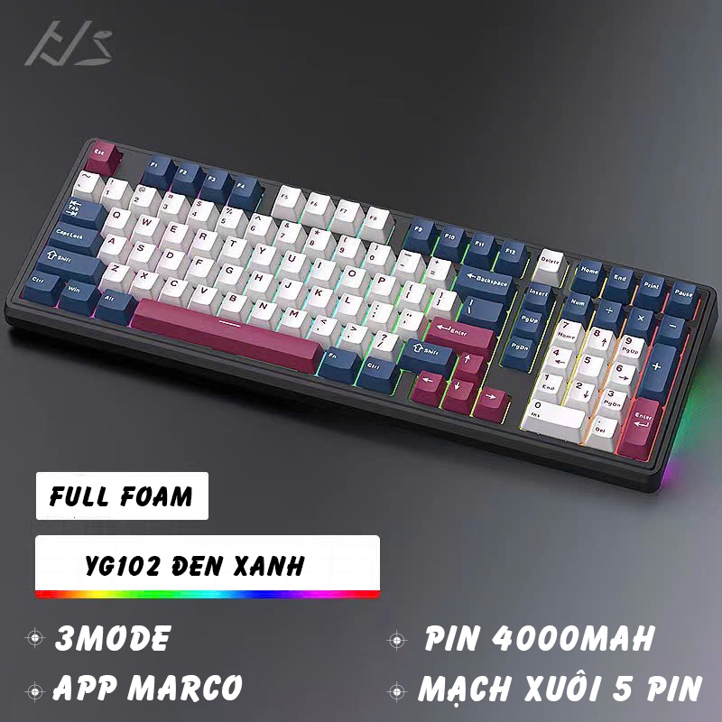 Bàn phím cơ không dây ATAS YG102 - 3 mode kết nối - LED RGB - Có App Marco - Mạch xuôi 5 Pin - Lube | BigBuy360 - bigbuy360.vn