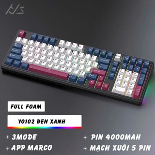 Bàn phím cơ không dây ATAS YG102 - 3 mode kết nối - LED RGB - Có App Marco - Mạch xuôi 5 Pin - Lube
