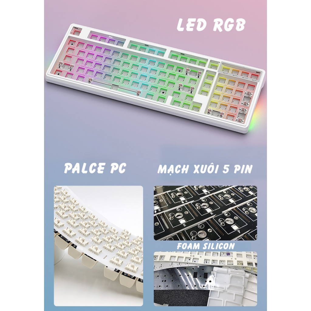 Bàn phím cơ không dây ATAS YG102 - 3 mode kết nối - LED RGB - Có App Marco - Mạch xuôi 5 Pin - Lube | BigBuy360 - bigbuy360.vn