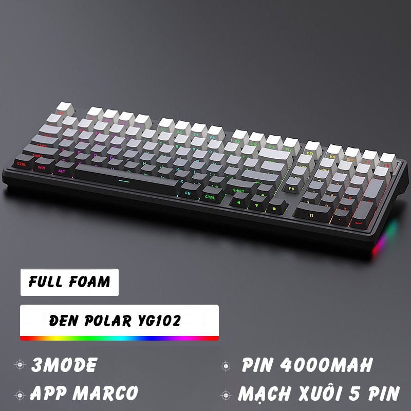 Bàn phím cơ không dây ATAS YG102 - 3 mode kết nối - LED RGB - Có App Marco - Mạch xuôi 5 Pin - Lube | BigBuy360 - bigbuy360.vn