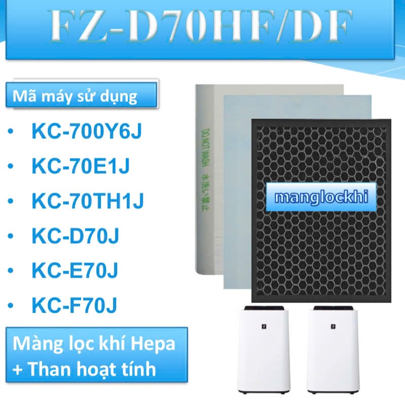 Màng lọc Hepa+Than hoạt tính Sharp KC-D70,KI-S70...