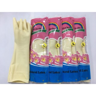 Bịch 10 đôi găng tay cao su Sắc Cầu Vồng dài 42cm size L, găng tay rửa bát, rửa chén, găng tay nấu nướng