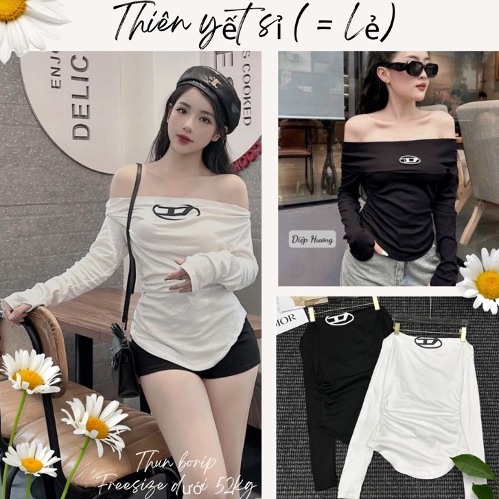 Áo kiểu TRỄ VAI CHỮ D tay dài XỎ NGÓN nhúng eo vạt bầu ôm dáng siêu đẹp thời trang nữ - Thiên Yết