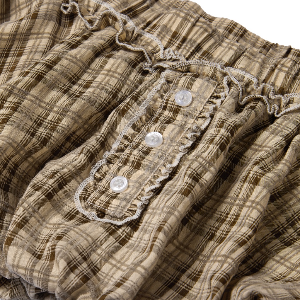 TSUN - Chân Váy Ngắn Mini Skirt Dáng Bí Caro Kẻ Sọc Cạp Chun Nhún Bèo Y2K/Coquette | BigBuy360 - bigbuy360.vn