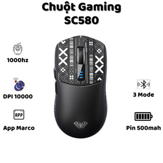 Chuột Gaming Aula SC580 Không dây Bluetooth - 3 MODE  - Pin sạc 500mah - Sử dụng liên tục 50h - Có app Marco