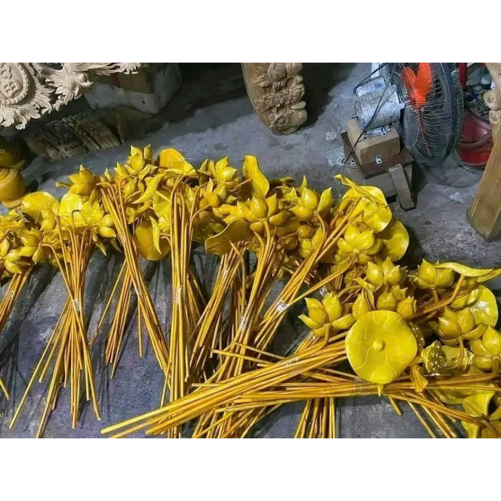 bộ hoa sen gỗ mít 22 cành
