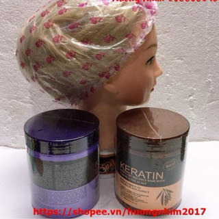 (Tặng mũ trùm đầu) Kem hấp ủ tóc Keratin 1000ml