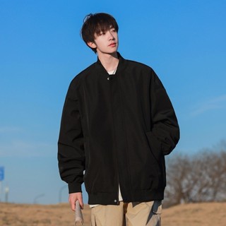 Áo Khoác Bomber 2 Lớp Dày Dặn Kiểu Basic Phong Cách Hàn Quốc,Áo Varsity Jacket Cúc Bấm Phối Khóa Kéo Chất Liệu Kaki Gió