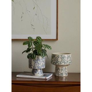 Bình Chậu trồng cây Gốm Sứ Thanh Hoa họa tiết nhẹ nhàng Decỏ trang trí nhà cửa