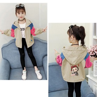 Áo khoác trẻ em gái size đại gió 2 lớp dễ thương FIVEBE D30 phối màu thời trang từ 5 14 tuổi