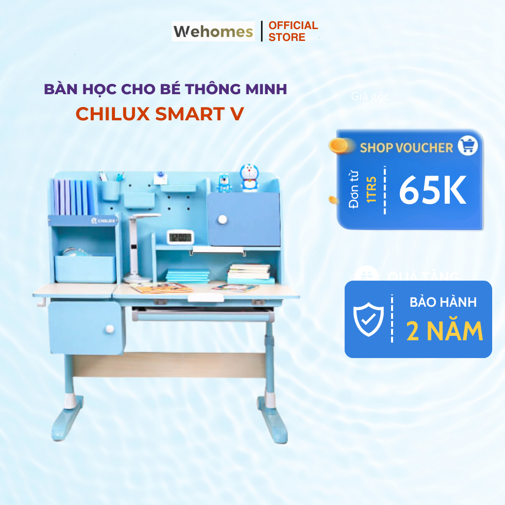 Bàn học cho bé cao cấp Chilux Smart D chống gù, chống cận, nâng hạ chiều cao, thay đổi độ nghiêng, k