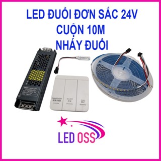  Cuộn led dây dán 10m 24V Hiệu ứng chạy đuổi có điều khiển từ xa. Dán tủ bếp hắt trần với thanh nhôm định hình 