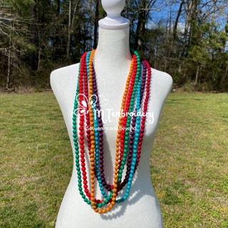 Vòng Cổ Lụa Bọc Hạt Gỗ - Phụ Kiện Thời Trang Mặc Áo Dài Phong Cách Dài 120 Cm