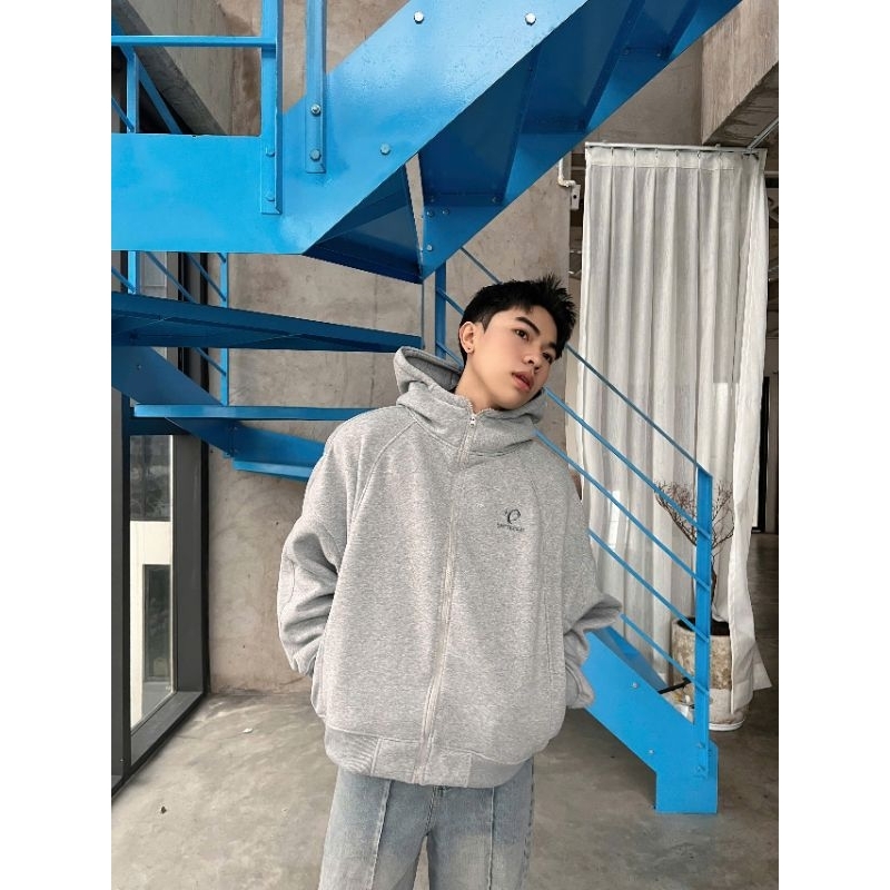 Áo Hoodie zip Nỉ Kéo Cổ Cao YC1996 - áo khoác dây kéo cổ cao thêu ngực | BigBuy360 - bigbuy360.vn