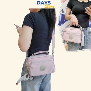 Túi Đeo Chéo Nữ Đi Làm KT 21x13x8cm, Tặng Kèm Móc Khóa Khỉ Đột, Túi Đi Chơi Vải Dù Trơn Kháng Nước Nhiều Ngăn Mã KL2010