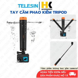 Tripod kiêm tay càm phao kéo dài 61cm gắn Gopro, Insta360 Ace Pro, Osmo action