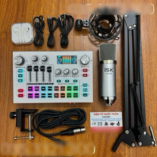 Hàng Hót 2024,Bộ Mic thu âm isk AT350 Kèm sound card X7 có sẵn nguồn 48v đầy đủ hiệu ứng và bluetooth tặng tai nghe