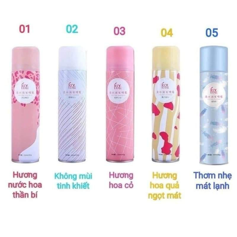 Dầu gội khô ISSY 150ml xịt khô phồng tóc Nội Địa Trung, gội đầu khô, không cần nước cho nam nữ giảm bết tóc