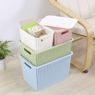 Rổ đựng đồ có nắp kiểu Hàn Quốc I Giỏ nhựa đa năng đựng đồ nhiều kích cỡ
