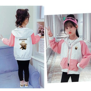  Áo khoác trẻ em bé gái gió 2 lớp size đại LABUBU phối màu xinh xắn FIVEBE 0229D 