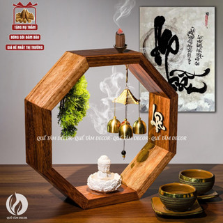  Bát giác xông trầm hương tiểu cảnh phật ngồi dưới lá cây 30cmX30cm làm quà tặng hoặc trang trí -Quế Tâm Decor. 