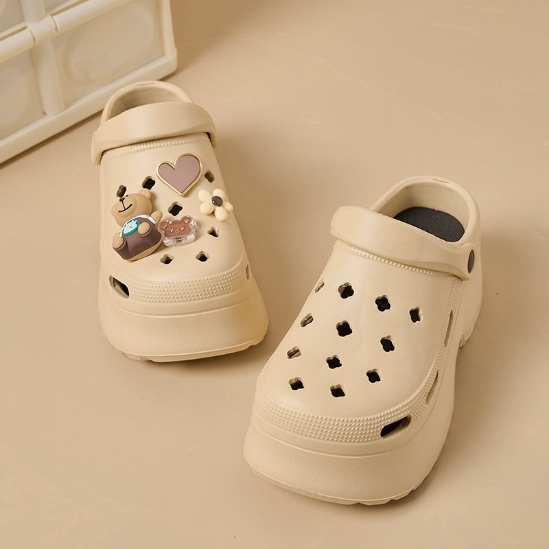  Dép Bánh Mì Cross Đế Cao Độn  Dép Nữ Đế Cao Đế Dày Chống Trượt Hình Trà Sữa Gấu Cao 7 cm Tăng Chiều Cao Mềm ,Nhẹ ,Êm 