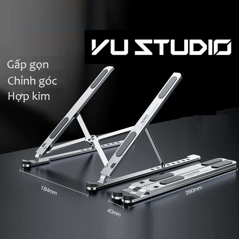 Giá đỡ gấp gọn laptop stand hợp kim tản nhiệt, công thái học cho ipad macbook surface N3 Vu Studio