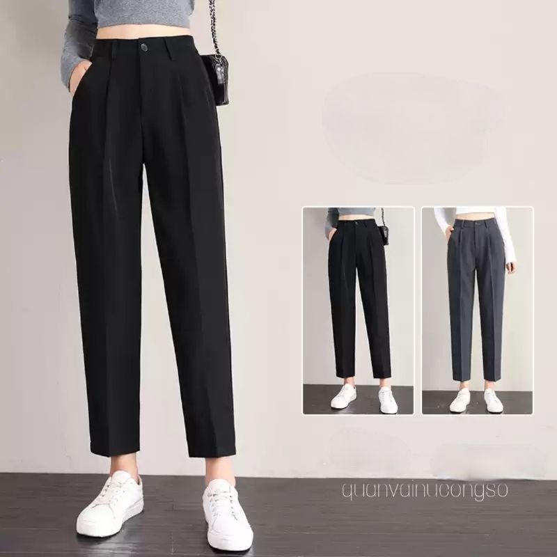 Quần tây công sở dáng baggy-gấu bằng