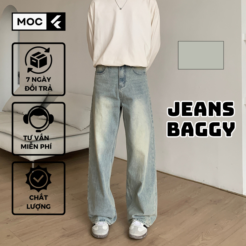 Quần Baggy Jean ống rộng Dành Cho Nam, Nữ Màu Vàng Xanh Chất Liệu Denim Cao Cấp Không Phai Màu Phong