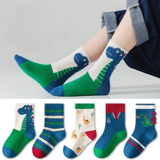 Set 5 Đôi Tất Cổ Cao Cho Bé Hoạ Tiết Khủng Long Xanh Dino Mẫu Mới Siêu hot Din   [ J416 ]