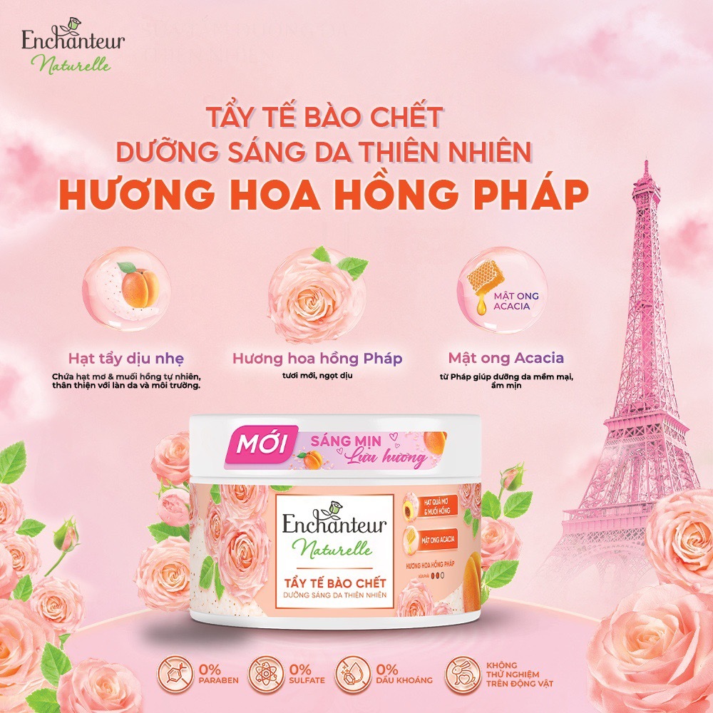 [MỚI] Tẩy tế bào chết dưỡng sáng da thiên nhiên Pháp Enchanteur Naturelle với Hạt quả mơ, Muối hồng & Mật ong 250g | BigBuy360 - bigbuy360.vn