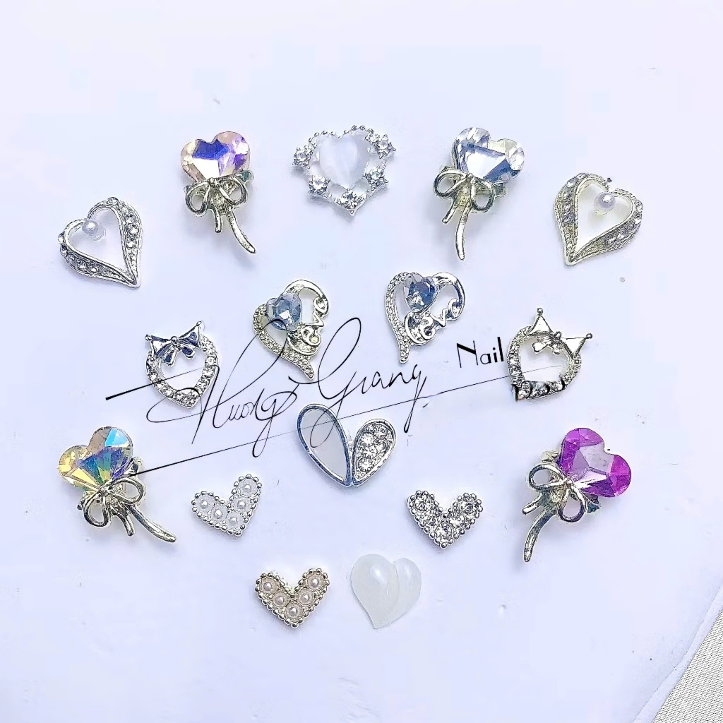 Sét 4 Charm nail - charm  đính móng - charm trái tim