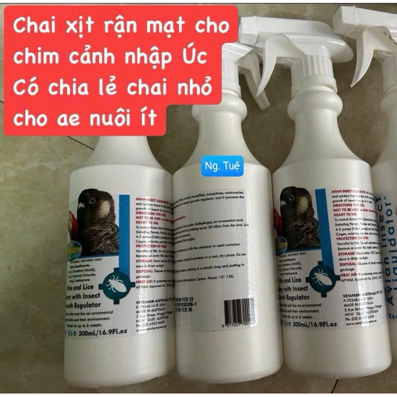 Chai xịt rận mạt cho chim cảnh nhập khẩu Úc( 170k/ chai NHỎ CHIẾT LẺ)