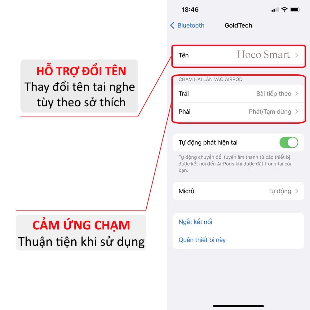 Tai nghe Bluetooth Hoco EW63 chính hãng chống ồn A-N-C có mic đàm thoại nghe nhạc liên tục trong 7 giờ, định vị, đổi tên | BigBuy360 - bigbuy360.vn