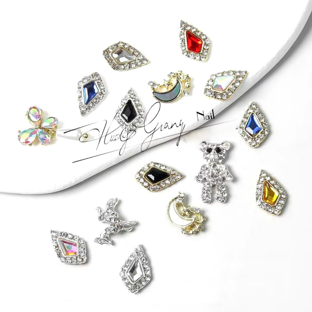 Sét 4 Charm nail - Charm đá sáng cao cấp