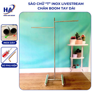 Sào treo quần áo Chữ T inox chân Boom, cây treo quần áo chữ T livetream chân tròn inox hoàn toàn mẫu mới nhất [T02]
