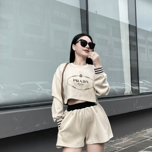 Set áo nỏ lửng bo chun phối quần short