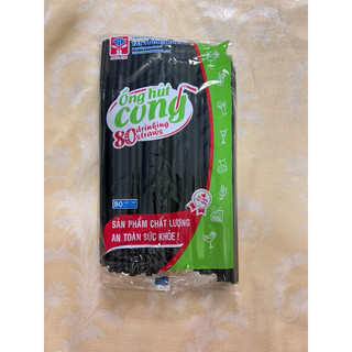 [SỈ GIÁ RẺ] ỐNG HÚT CONG TRẮNG ĐEN - 1 bịch 80 ống