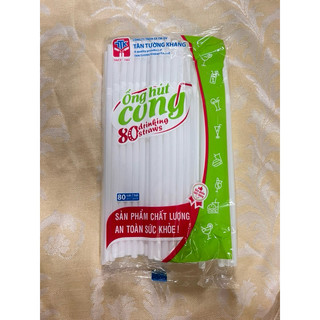 [SỈ GIÁ RẺ] ỐNG HÚT CONG TRẮNG ĐEN - 1 bịch 80 ống