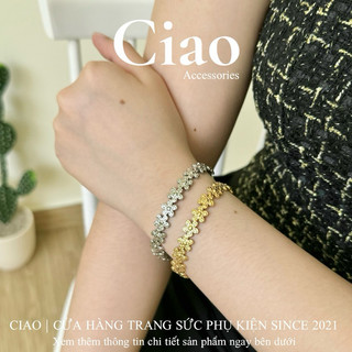 [HOẢ TỐC 1H] Vòng tay/ Lắc tay titan không đen gỉ hoạ tiết hình hoa mã 138 Ciao accesories